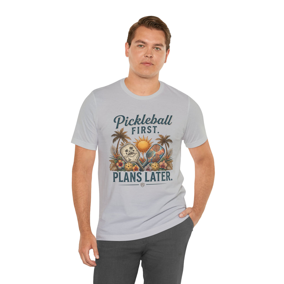 Pickleball First. Plans Later. | Vintage Tropical Pickleball Shirt