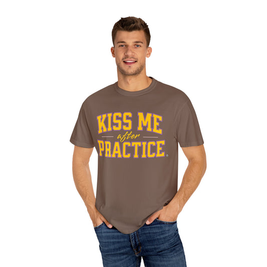 Unisex Tomboy T-shirt - 'Kiss Me after Practice' - Yellow Text