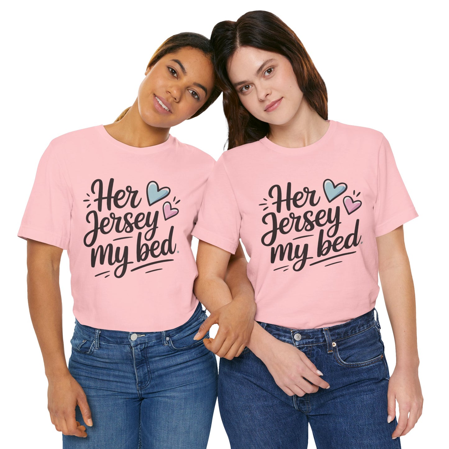 Her Jersey My Bed – Cute Sapphic Script Tee