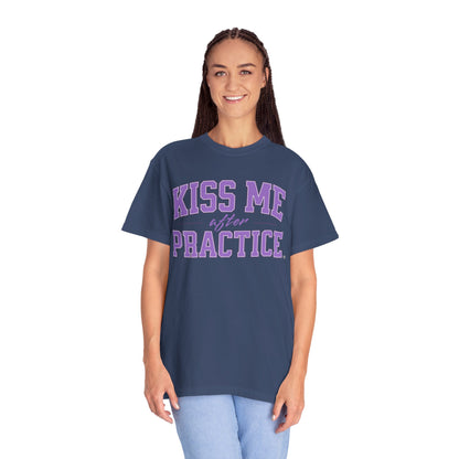 Unisex Tomboy T-shirt - 'Kiss Me after Practice' - Lavender Text