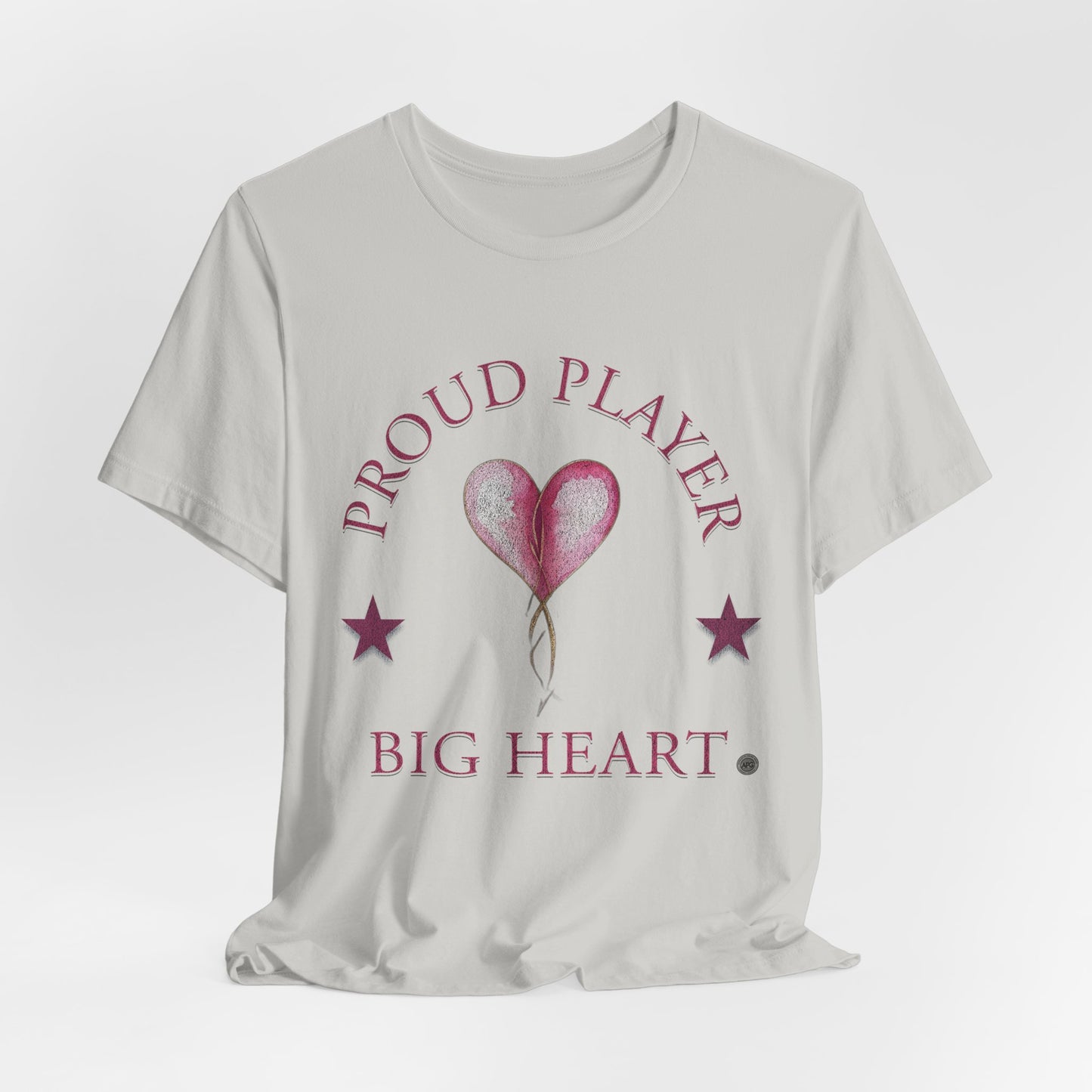 Proud Player Big Heart Tee – (Pink Heart Graphic)