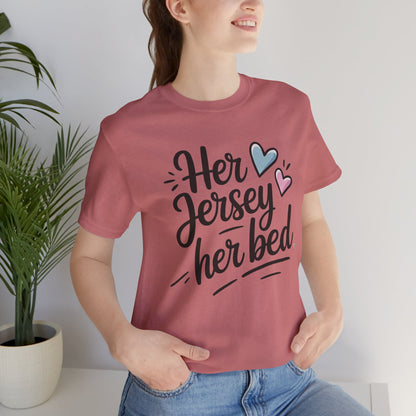 Her Jersey, Her Bed – Matching Sapphic Couple Tee