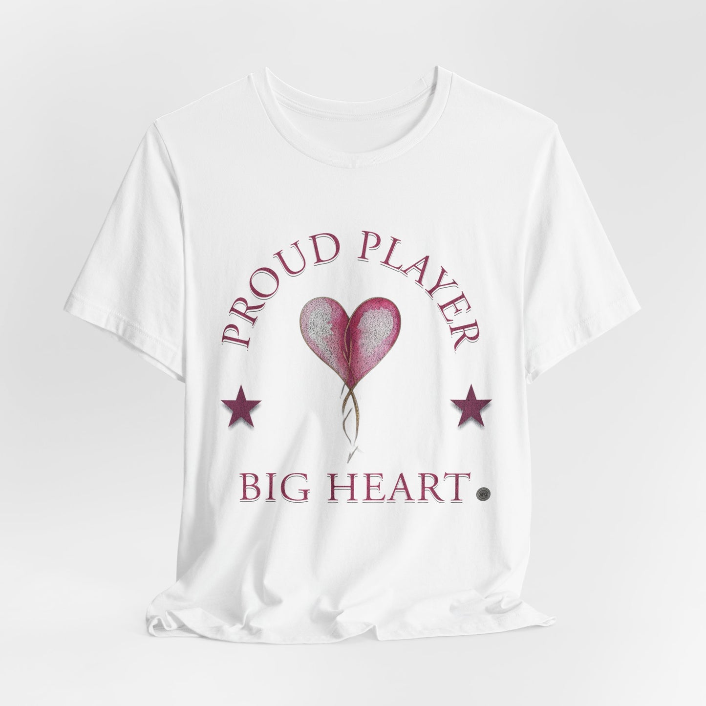 Proud Player Big Heart Tee – (Pink Heart Graphic)