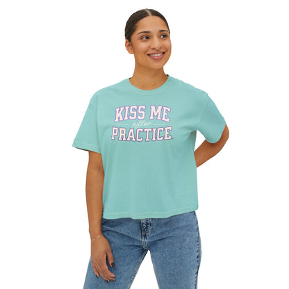 Boxy Tee - Kiss Me After Practice - White Text - Casual Wear, Gift for Friends, Birthday, Sporty Style
