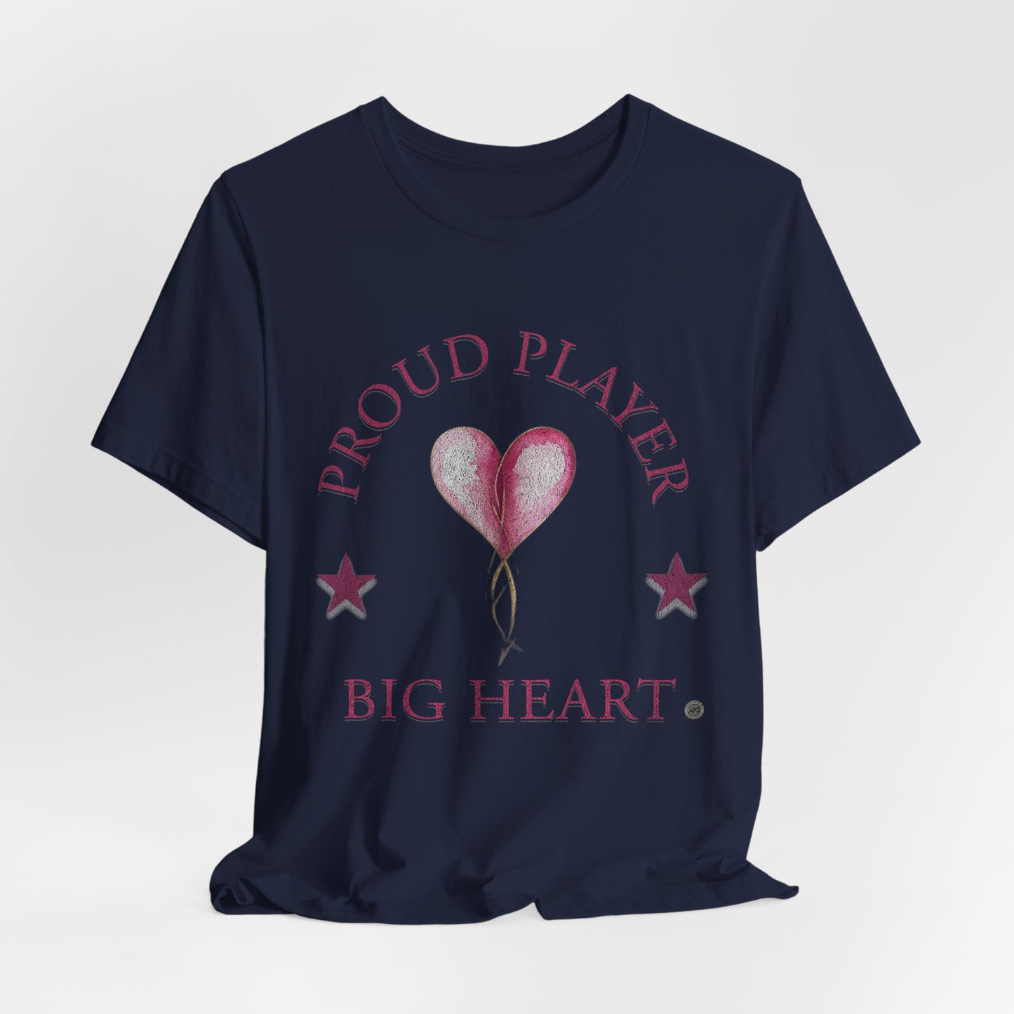 Proud Player Big Heart Tee – (Pink Heart Graphic)