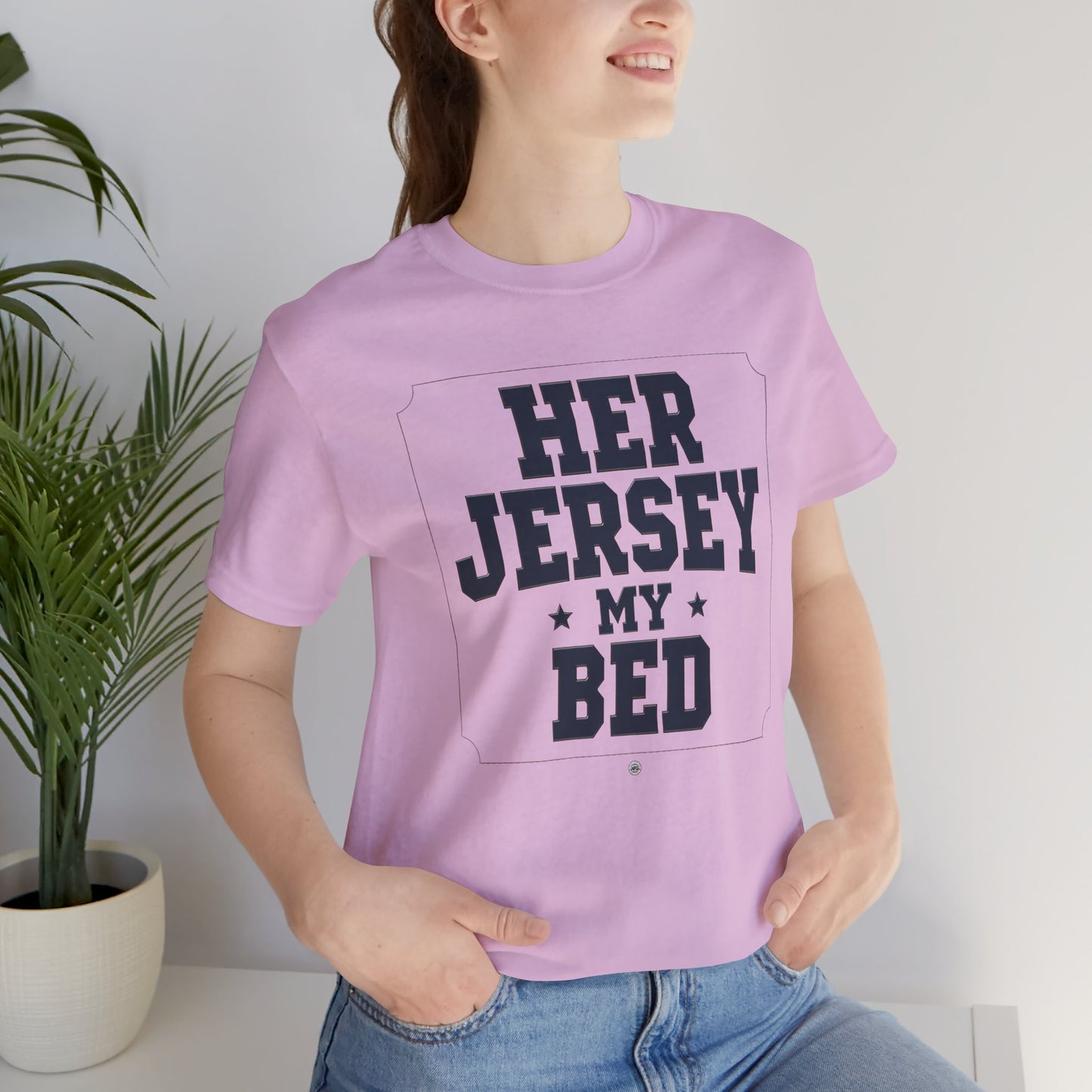 Her Jersey My Bed – Bold Varsity Sapphic Tee