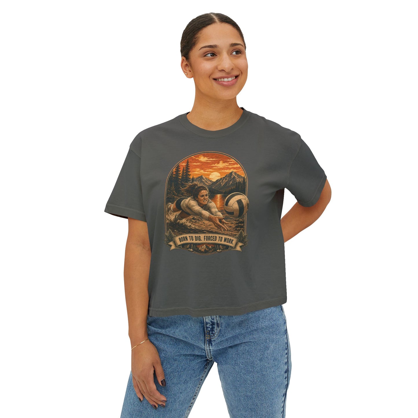 Born to Dig. Forced to Work. Boxy Tee