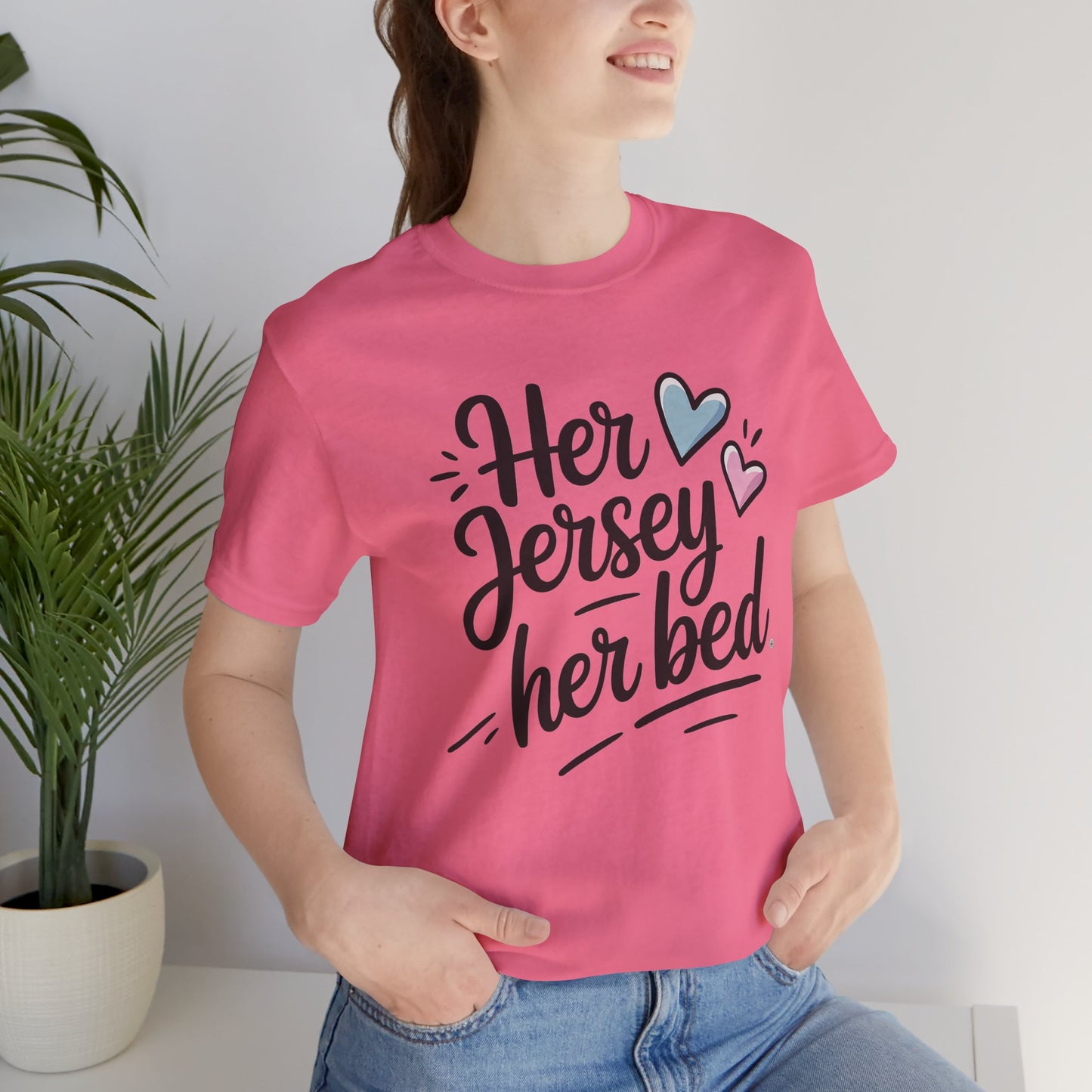 Her Jersey, Her Bed – Matching Sapphic Couple Tee