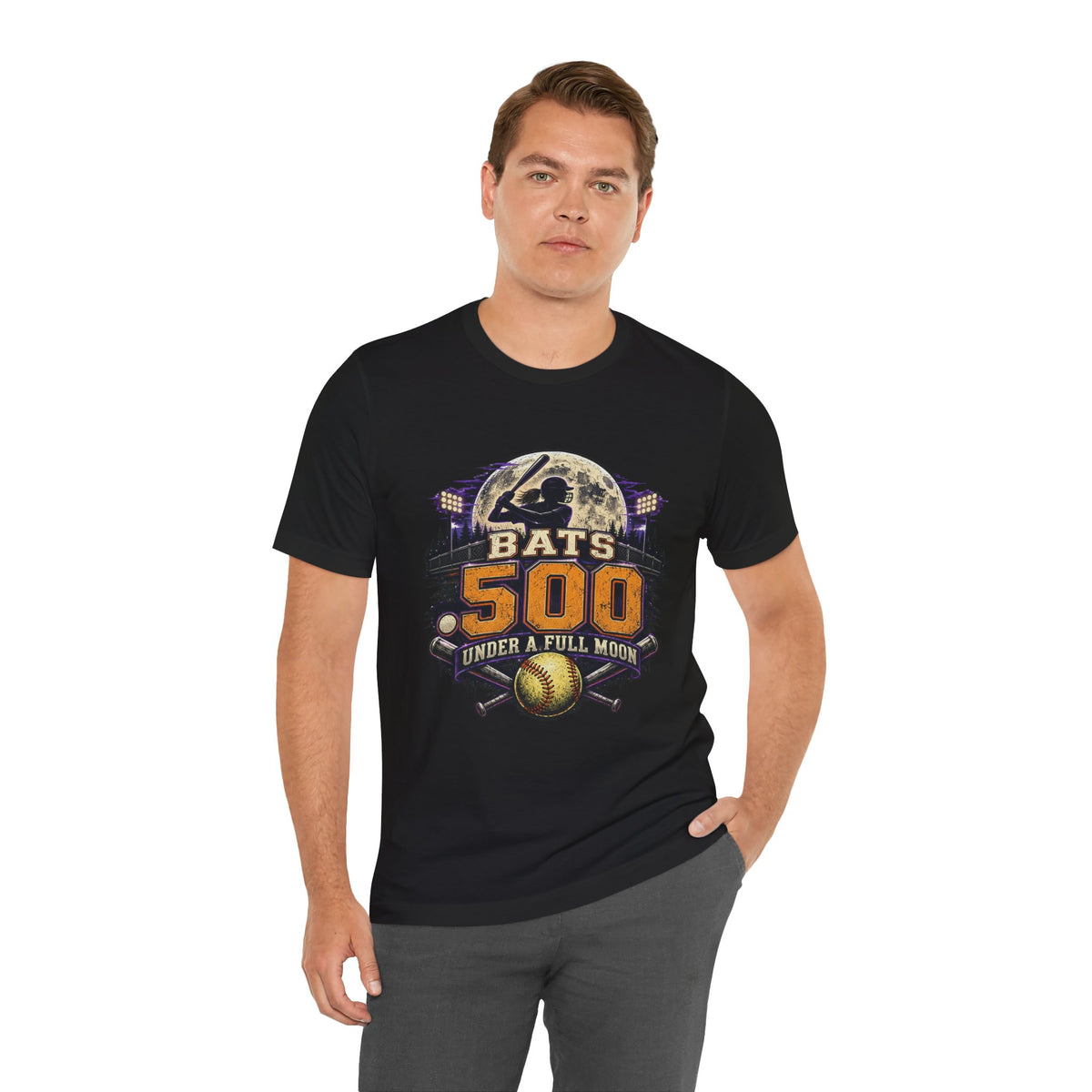 Bats .500 Under a Full Moon Softball Tee | APG After Dark |  Unisex T-Shirt