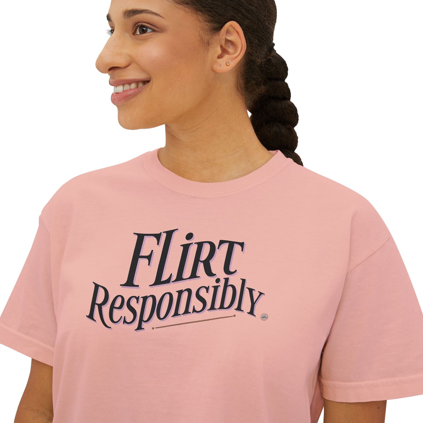 Boxy Tee - Flirt Responsibly - Casual Wear, Sleep Tee, Gift for Friends, Birthday, Sporty Style