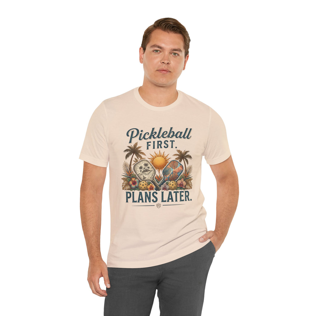 Pickleball First. Plans Later. | Vintage Tropical Pickleball Shirt