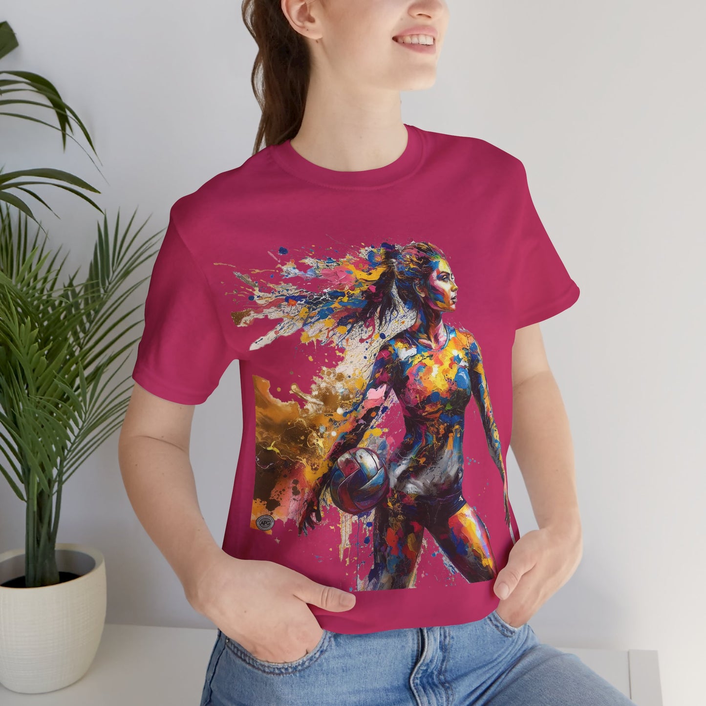 Painted Female Volleyball Player Unisex Tee