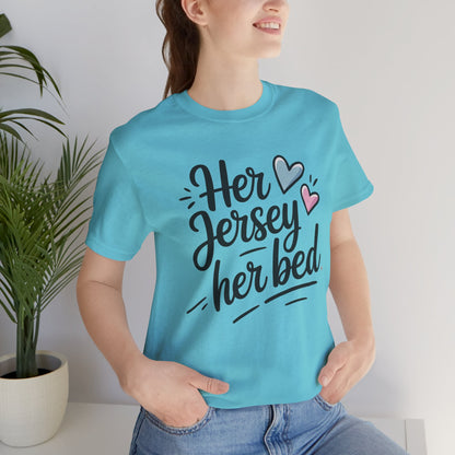 Her Jersey, Her Bed – Matching Sapphic Couple Tee