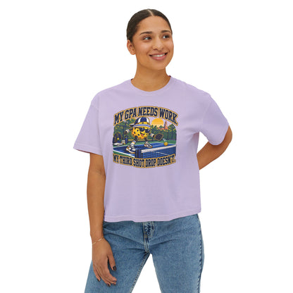 My GPA Needs Work. My Third Shot Drop Doesn’t. — Women’s Boxy Tee