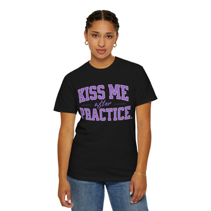 Unisex Tomboy T-shirt - 'Kiss Me after Practice' - Lavender Text