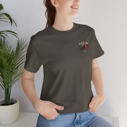 Block Line Society Roller Derby League Tee | Left Chest Crest Shirt