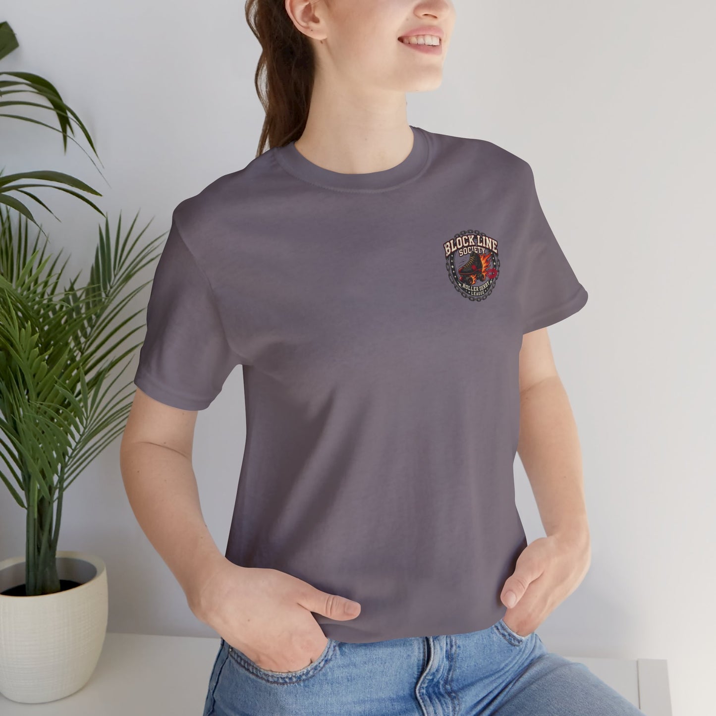 Block Line Society Roller Derby League Tee | Left Chest Crest Shirt