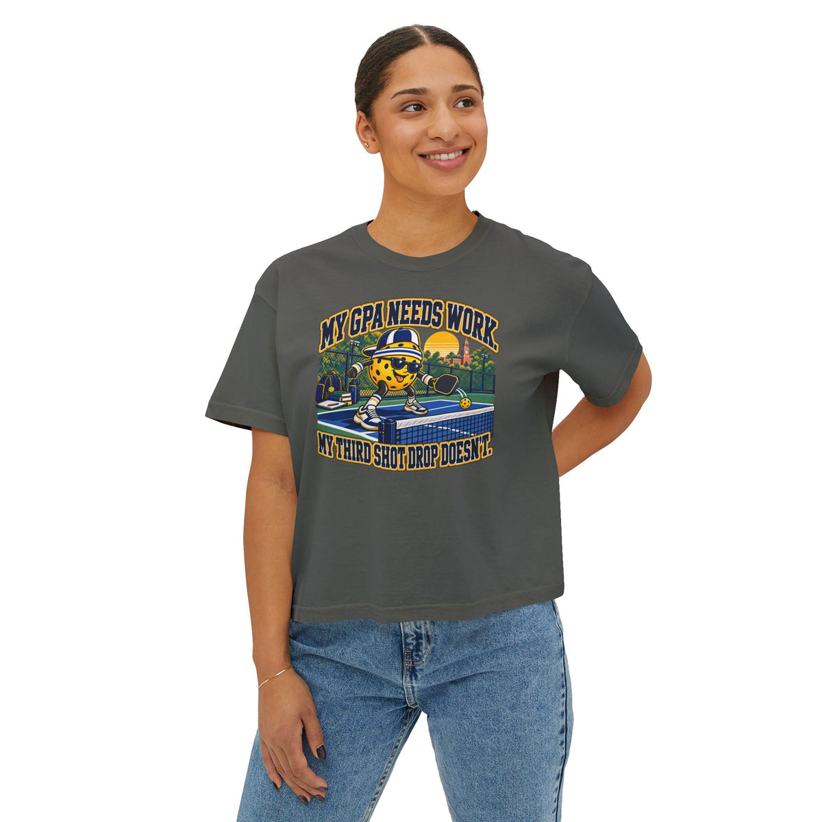 My GPA Needs Work. My Third Shot Drop Doesn’t. — Women’s Boxy Tee