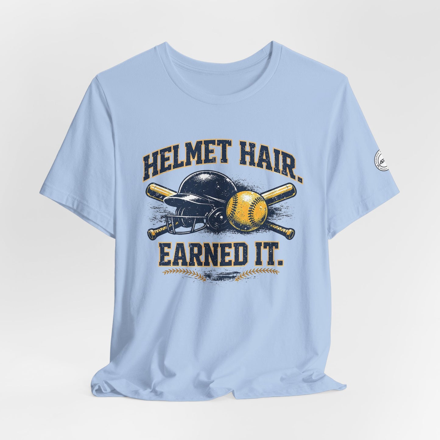 Helmet Hair Earned It Softball Graphic Tee