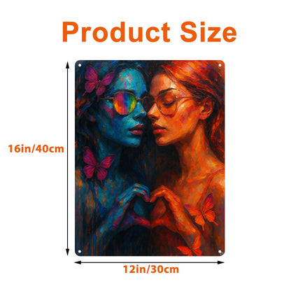 Painted Ladies showing heart - Tin Sign (12"x16") (Made in USA)