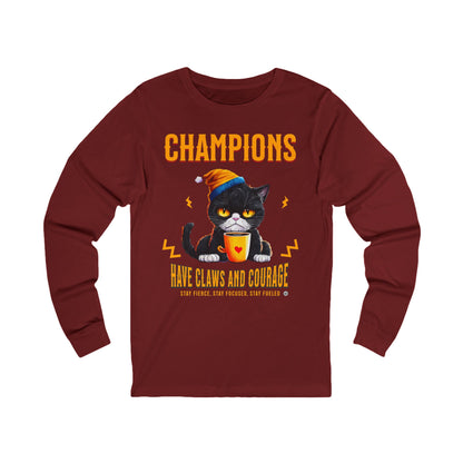 Long Sleeve Tee, Funny Motivational Cat T-Shirt, Gift for Athletes