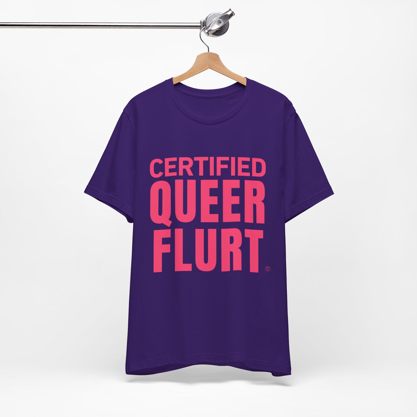 Certified Queer Flurt Tee with Pink Text | Athletic Pride Gear