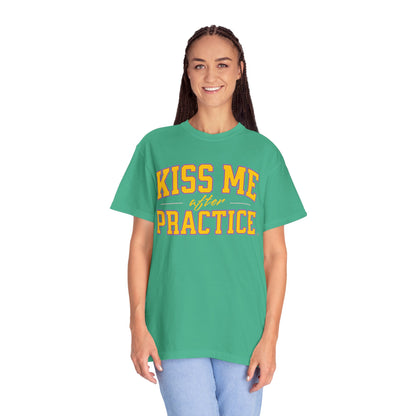 Unisex Tomboy T-shirt - 'Kiss Me after Practice' - Yellow Text