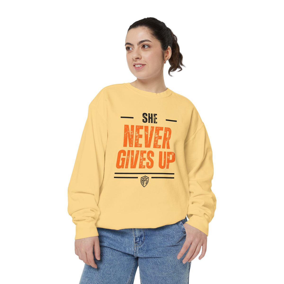 She Never Gives Up Crewneck Sweatshirt