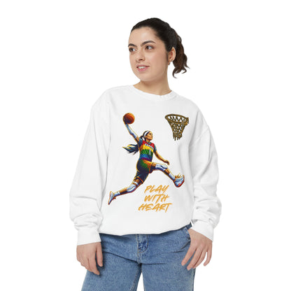 Play With Heart Basketball Crewneck Sweatshirt | Pride Athlete Graphic