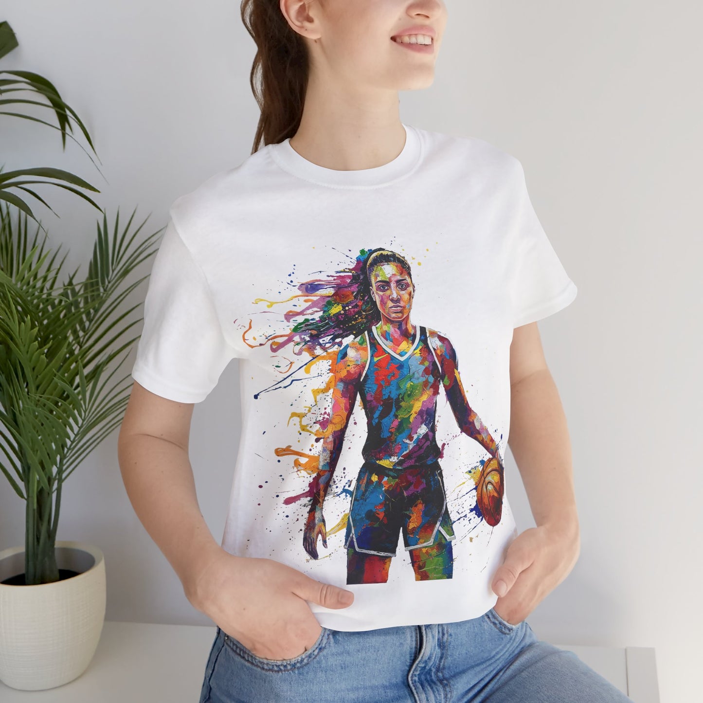 Basketball Tee - Painted Design Unisex Jersey Short Sleeve Tee