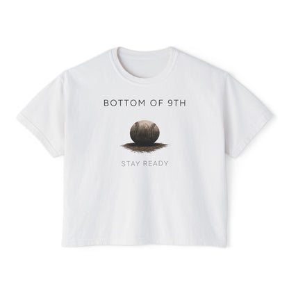 Bottom of 9th Baseball Boxy Tee – Stay Ready