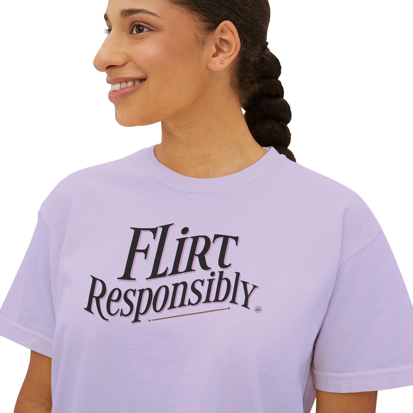Boxy Tee - Flirt Responsibly - Casual Wear, Sleep Tee, Gift for Friends, Birthday, Sporty Style