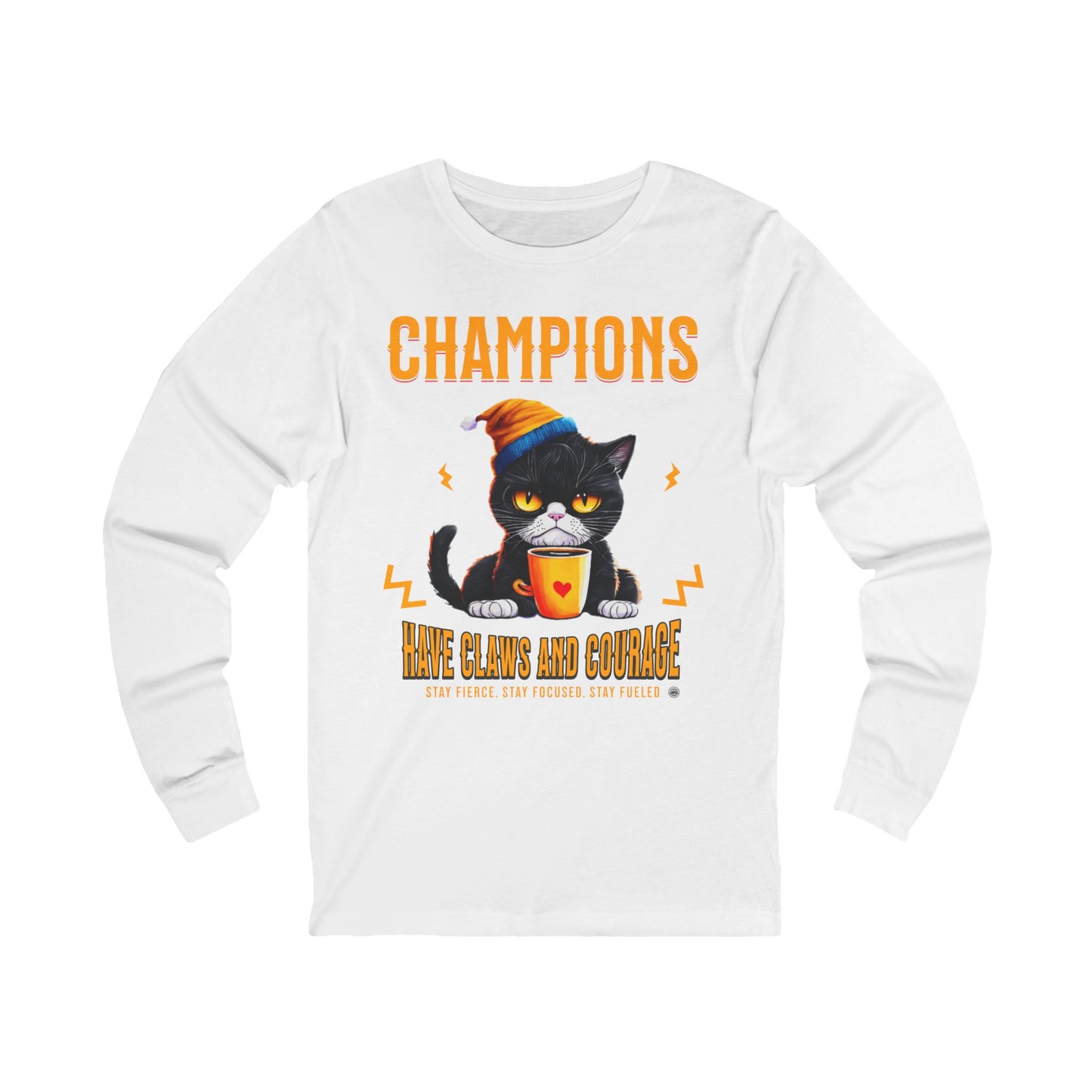Long Sleeve Tee, Funny Motivational Cat T-Shirt, Gift for Athletes
