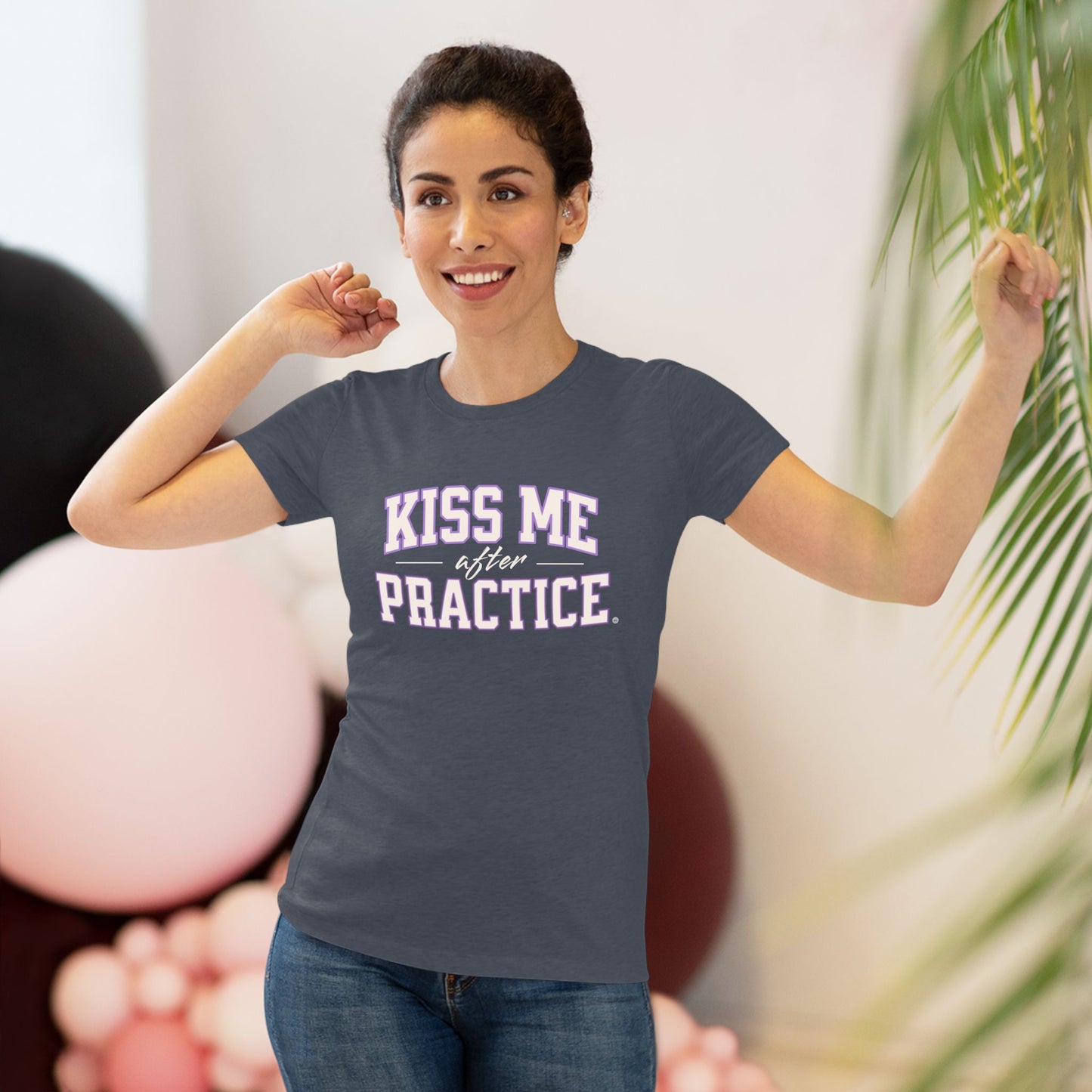 Kiss Me After Practice - White Text - Tri-blend Tee