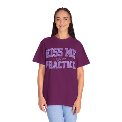 Unisex Tomboy T-shirt - 'Kiss Me after Practice' - Lavender Text