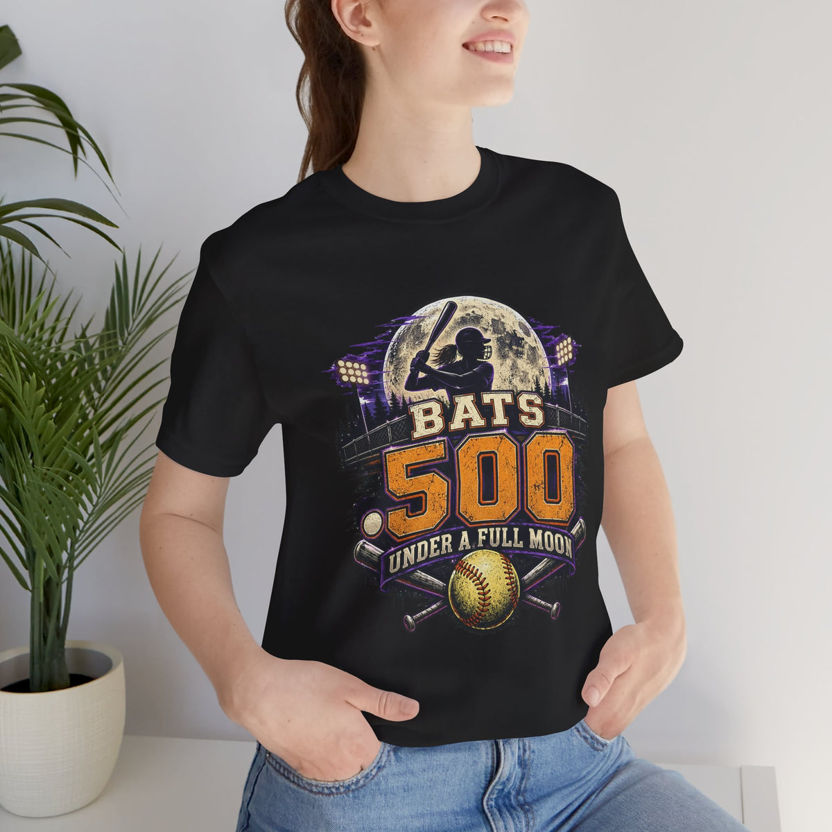 Bats .500 Under a Full Moon Softball Tee | APG After Dark |  Unisex T-Shirt