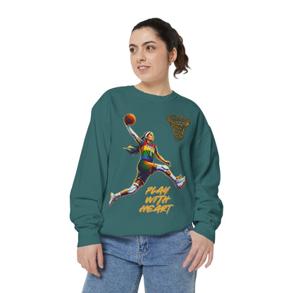 Play With Heart Basketball Crewneck Sweatshirt | Pride Athlete Graphic