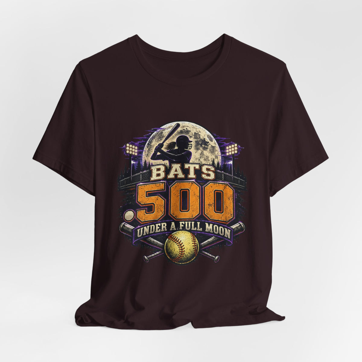 Bats .500 Under a Full Moon Softball Tee | APG After Dark |  Unisex T-Shirt
