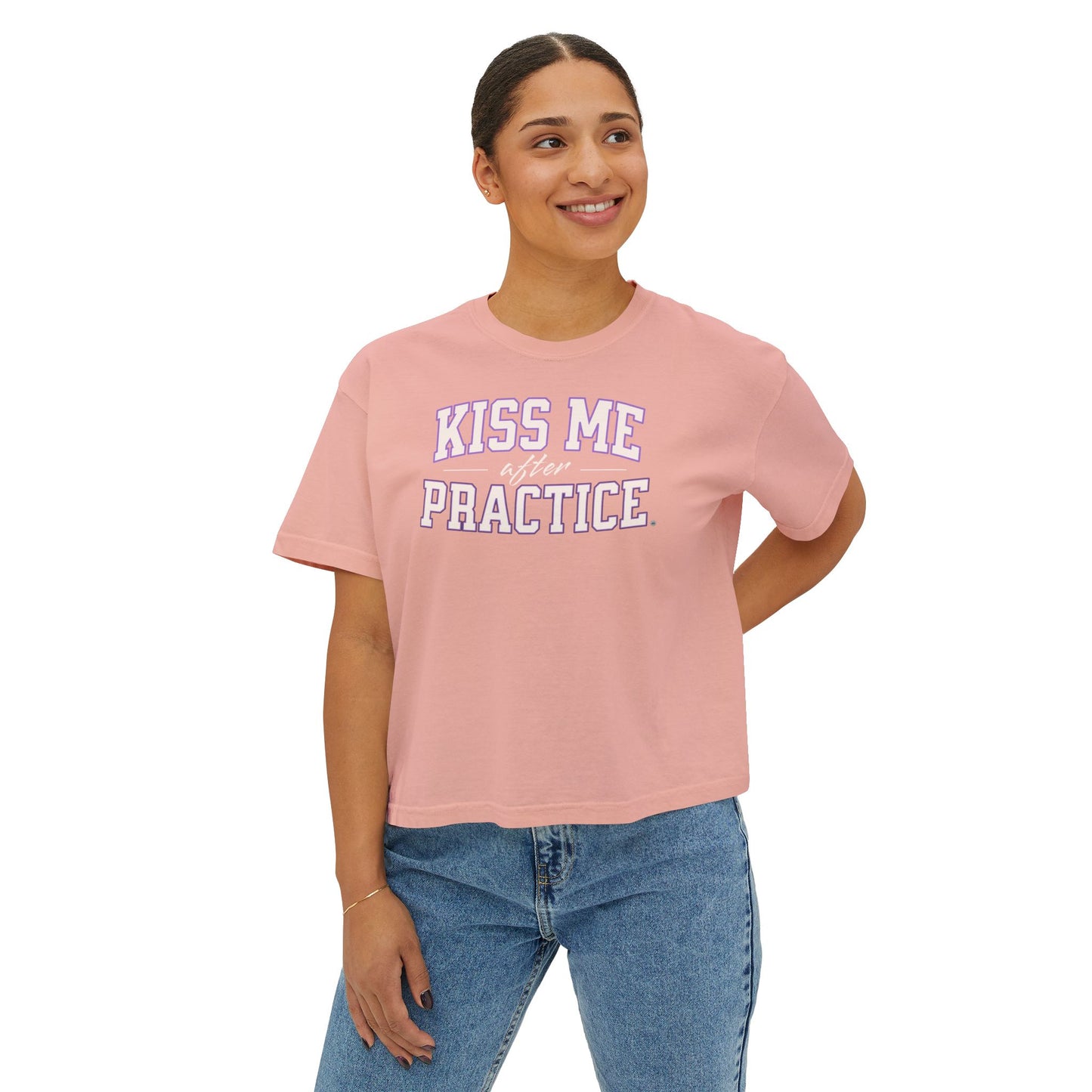 Boxy Tee - Kiss Me After Practice - White Text - Casual Wear, Gift for Friends, Birthday, Sporty Style