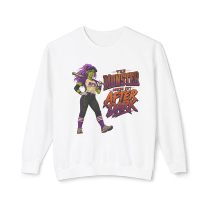 The Monster Comes Out After Dark Softball Sweatshirt
