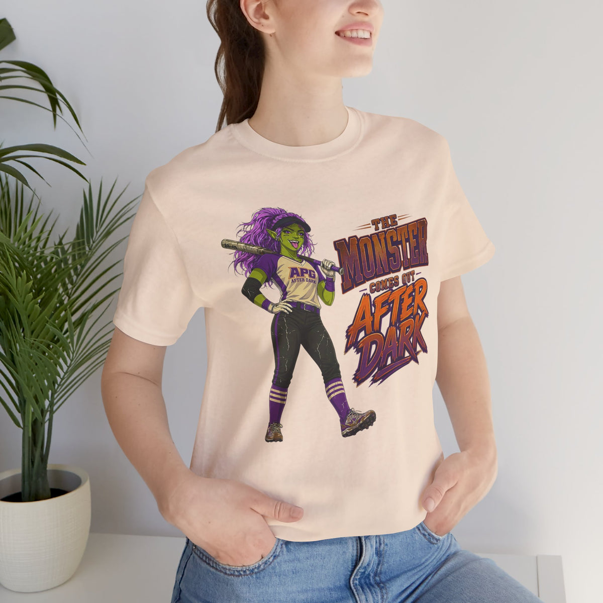 The Monster Comes Out After Dark Softball Tee
