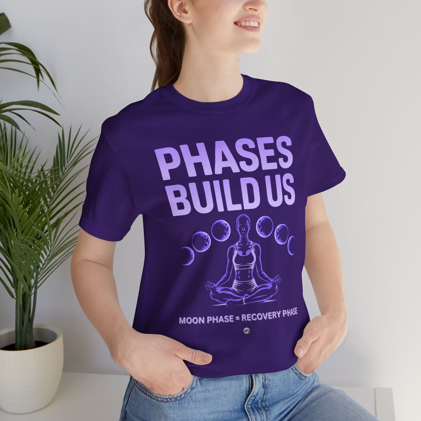 Moon Phases Recovery Tee - Purple Text