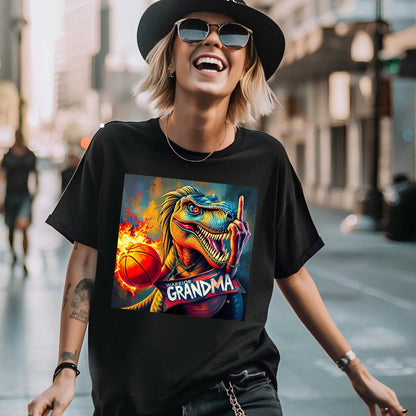 Dinosaur T-Shirt - Warrior Grandma with Basketball Design