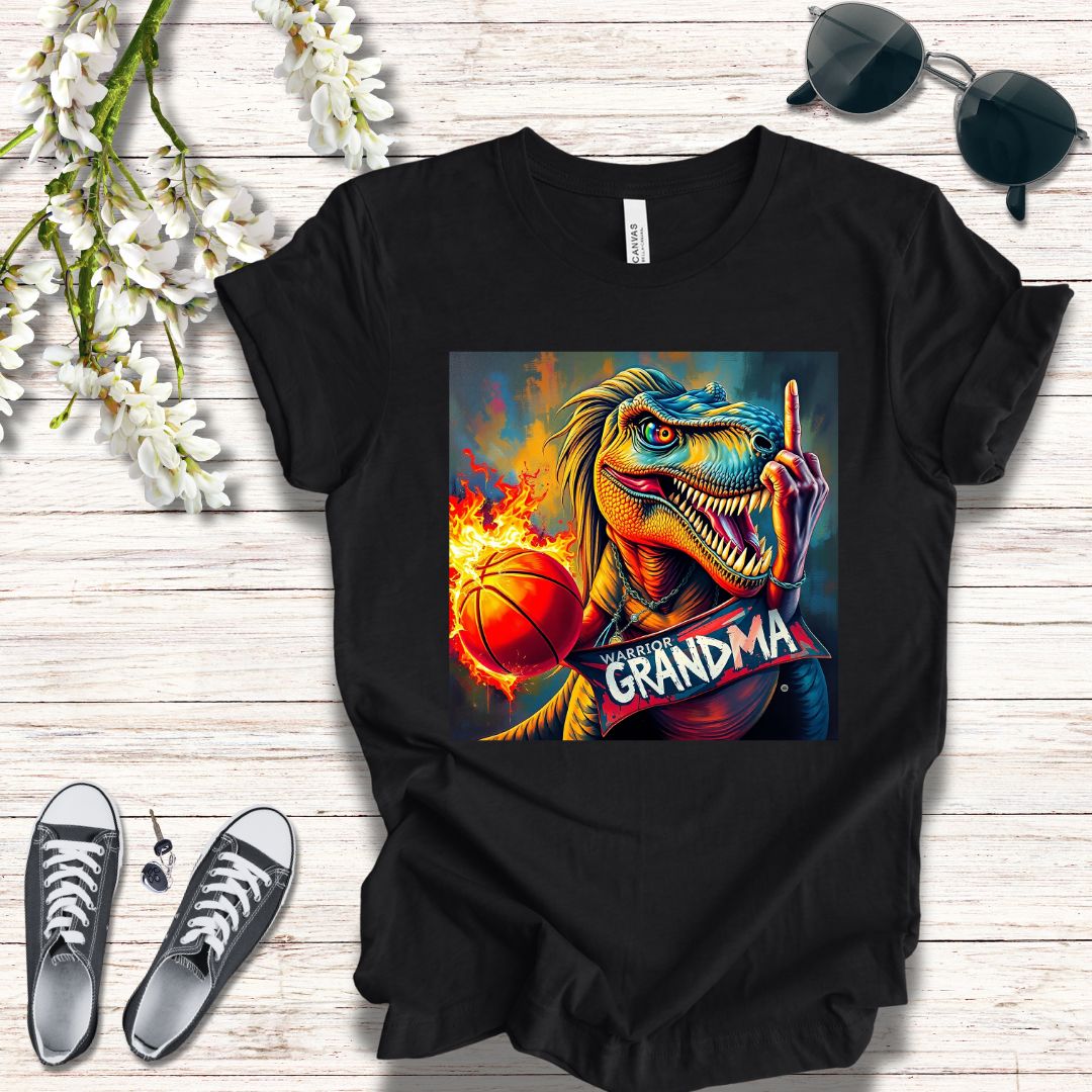 Dinosaur T-Shirt - Warrior Grandma with Basketball Design