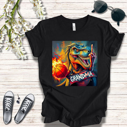 Dinosaur T-Shirt - Warrior Grandma with Basketball Design