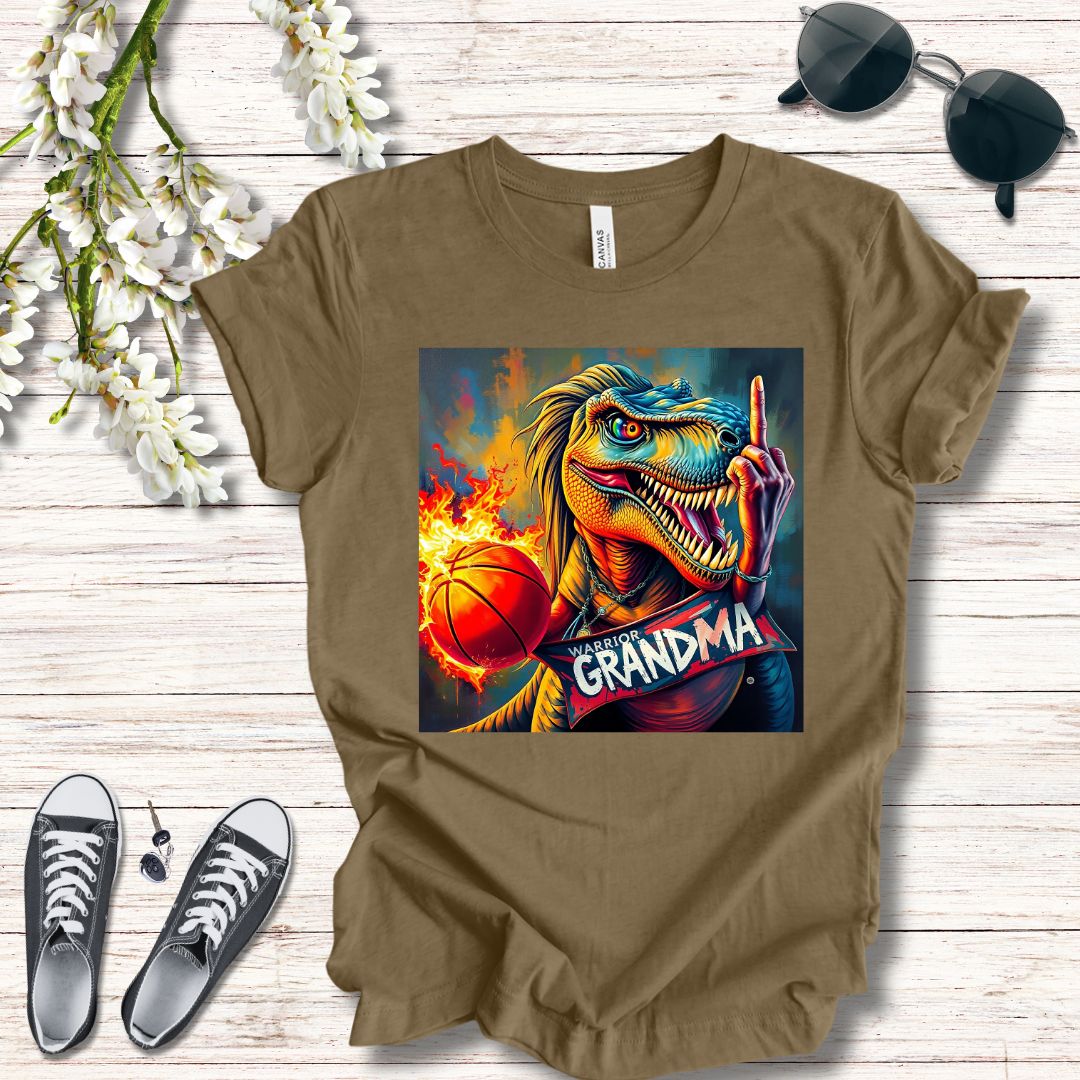 Dinosaur T-Shirt - Warrior Grandma with Basketball Design