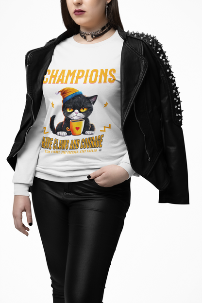 Long Sleeve Tee, Funny Motivational Cat T-Shirt, Gift for Athletes