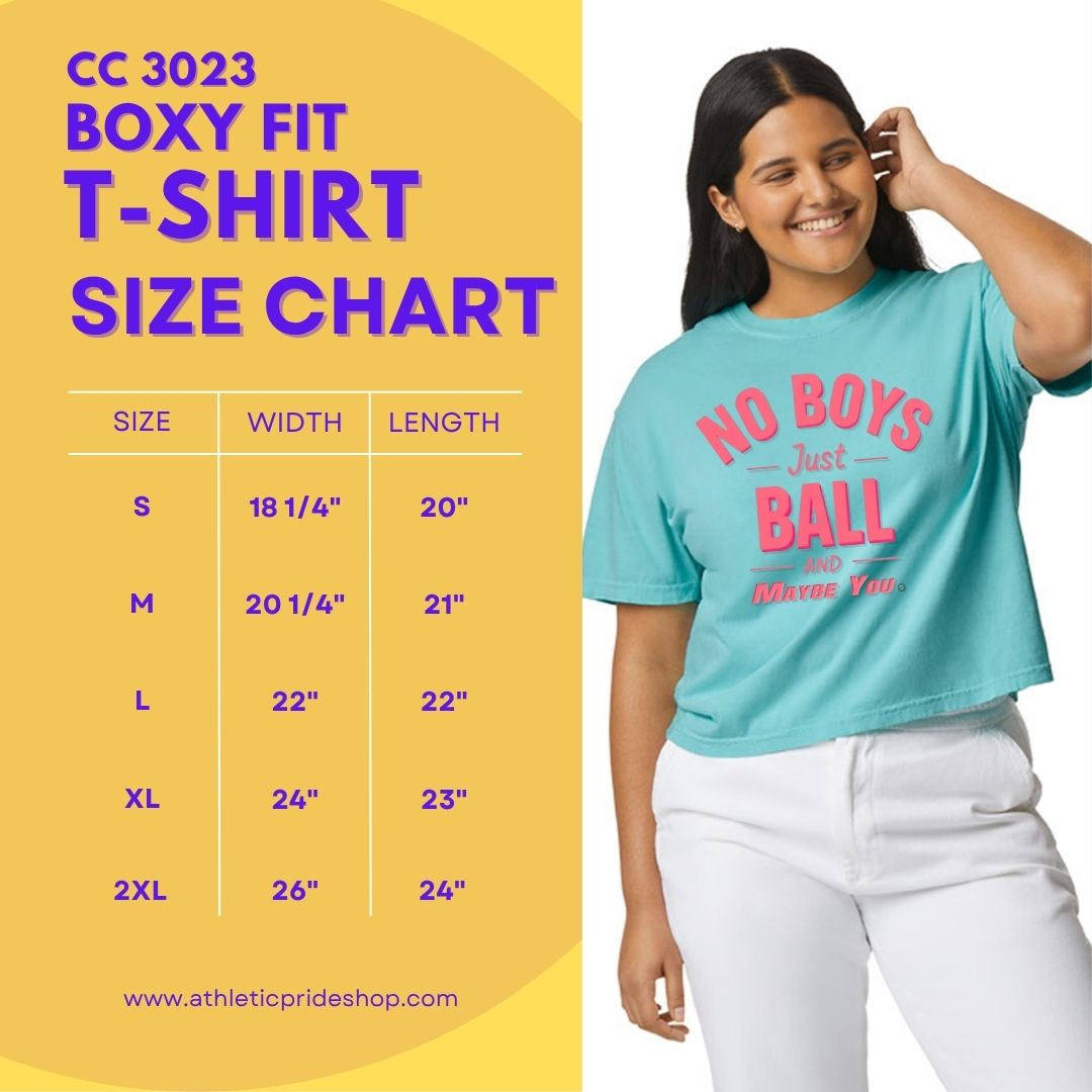 No Boys Just Ball Tee — Women’s Boxy Graphic T‑Shirt