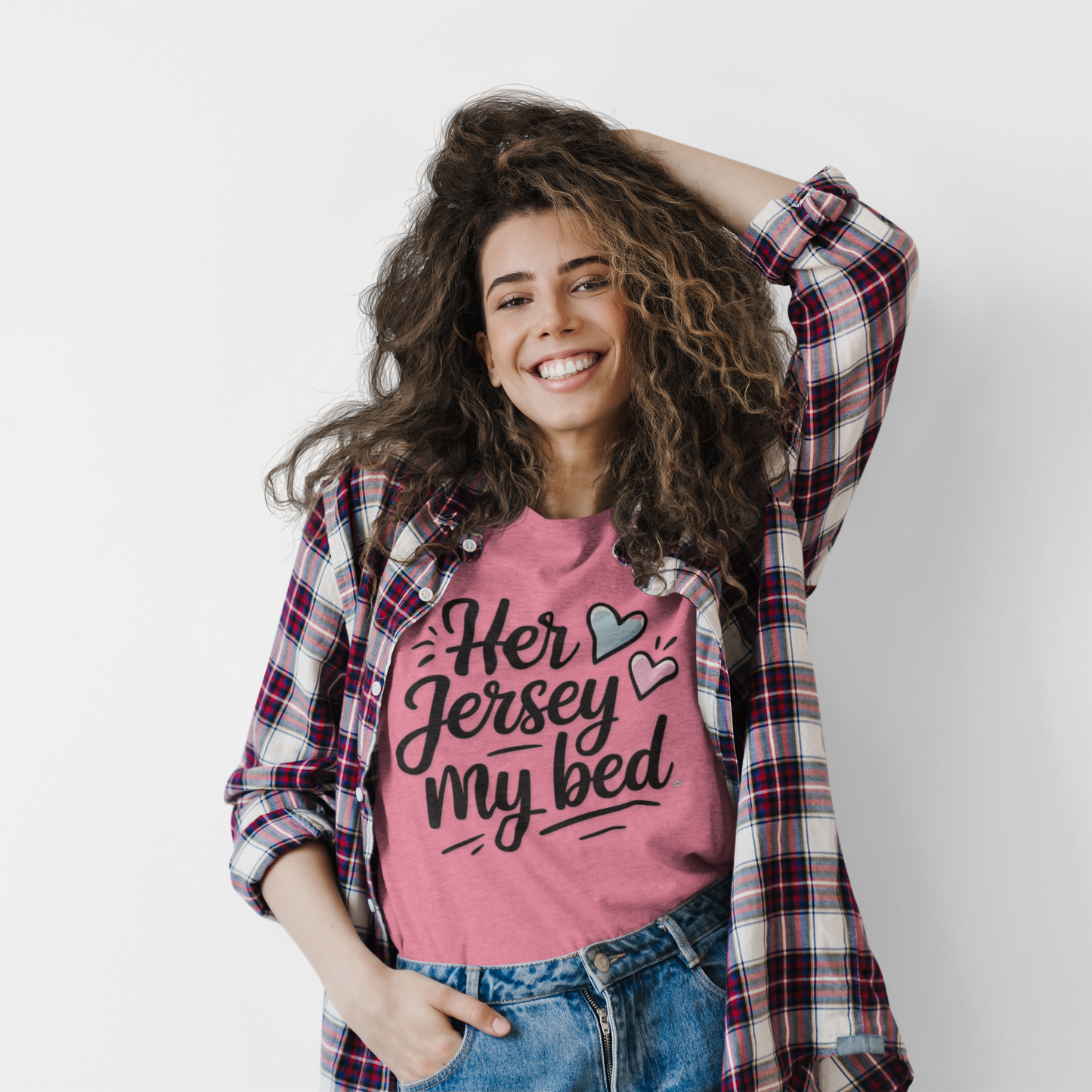 Her Jersey My Bed – Cute Sapphic Script Tee