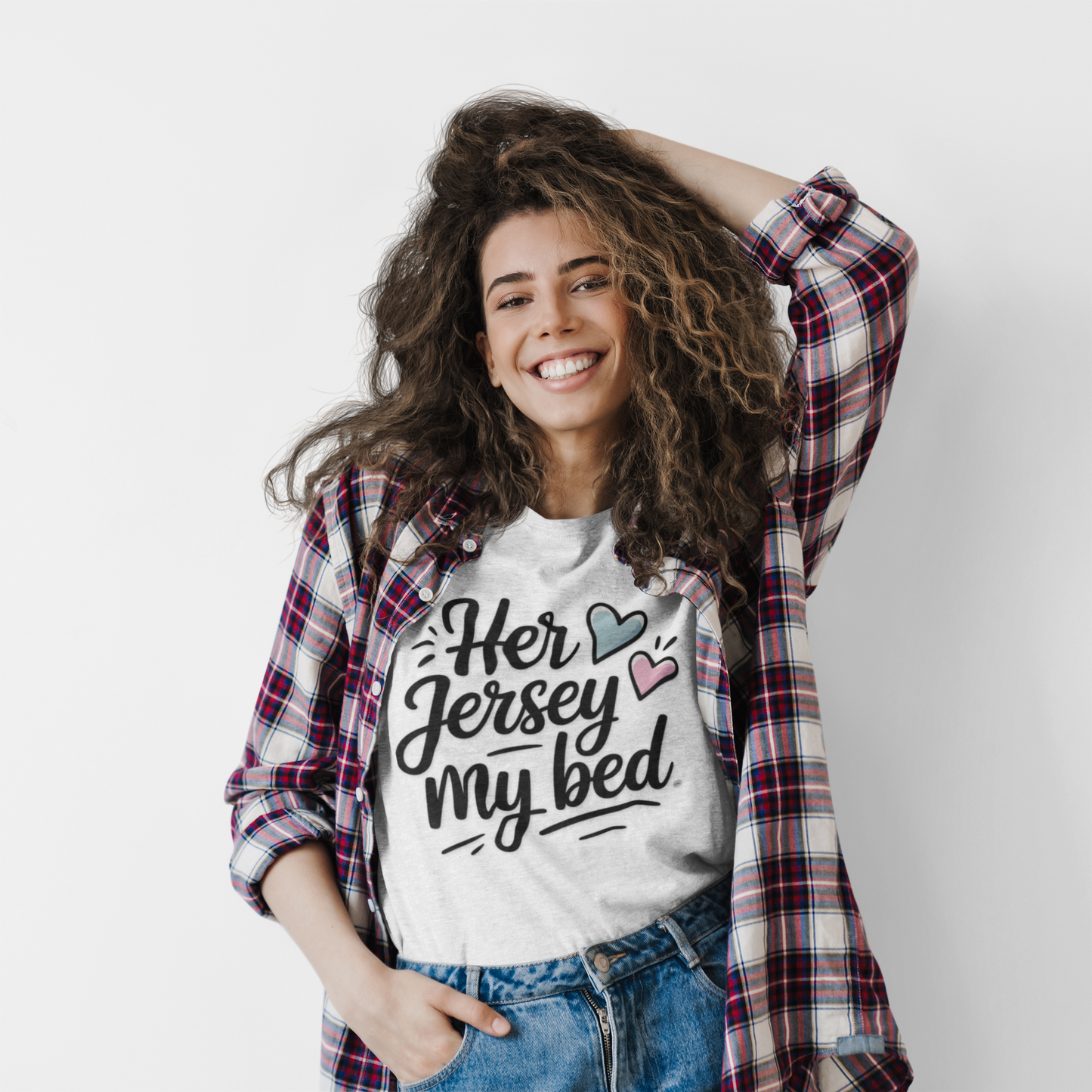 Her Jersey My Bed – Cute Sapphic Script Tee
